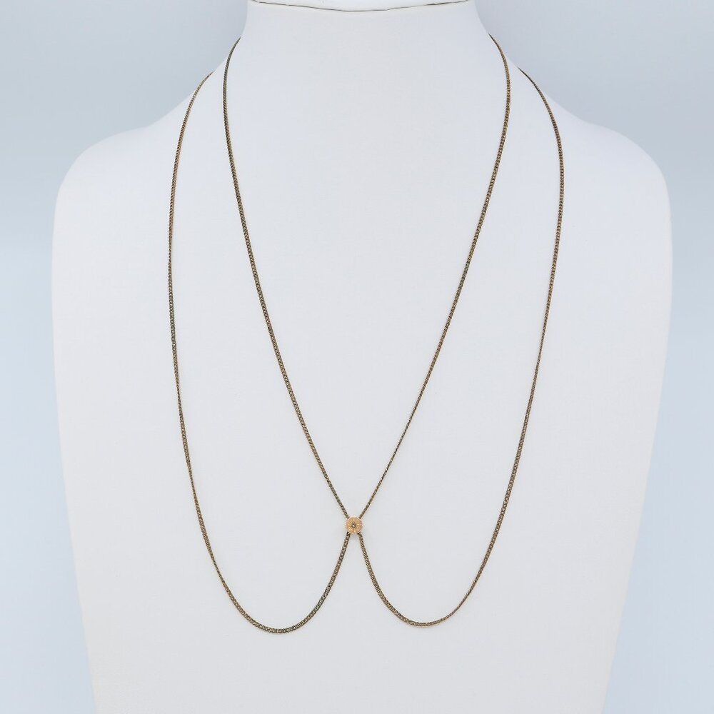 Antique Edwardian 10K Diamond North Star Slider GF Chain Necklace 1900-1915